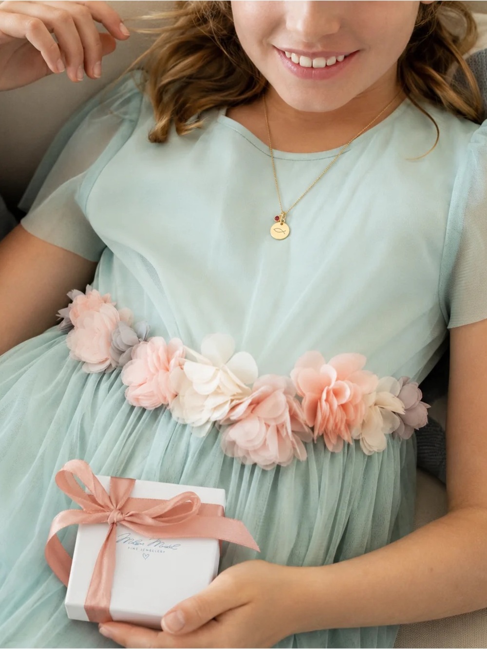 Mini Boden ~ Tulle Dress with Pastel Floral Waistband ~ Size 3/4Y